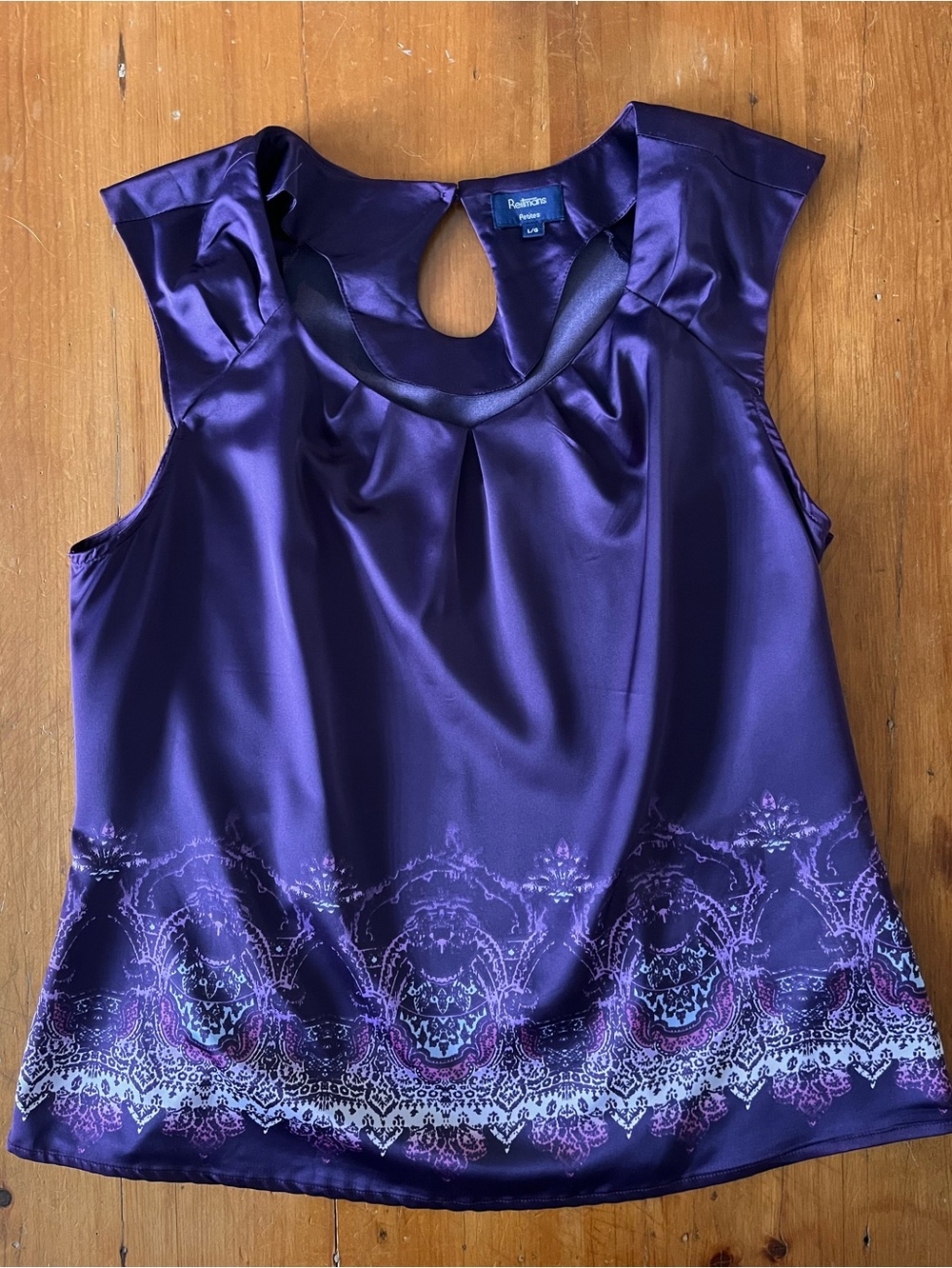 Reitmans Petites Y2K Purple Satin Sleeveless Blouse